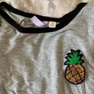 Francesca's Gray T-shirt with pineapple patch